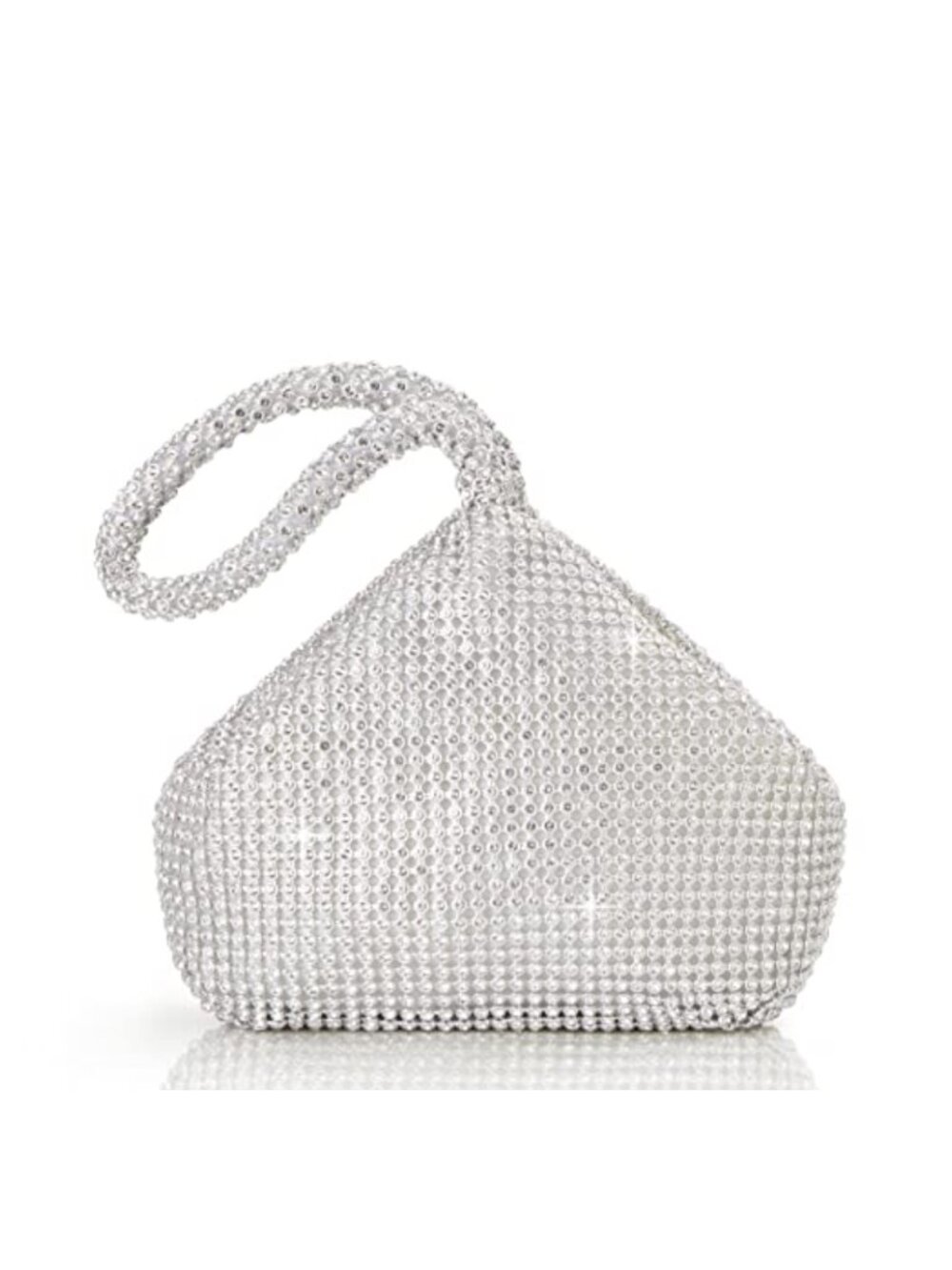 Rhinestone Triangle Clutch Evening Bag Satin Wedding Prom Formal Purse